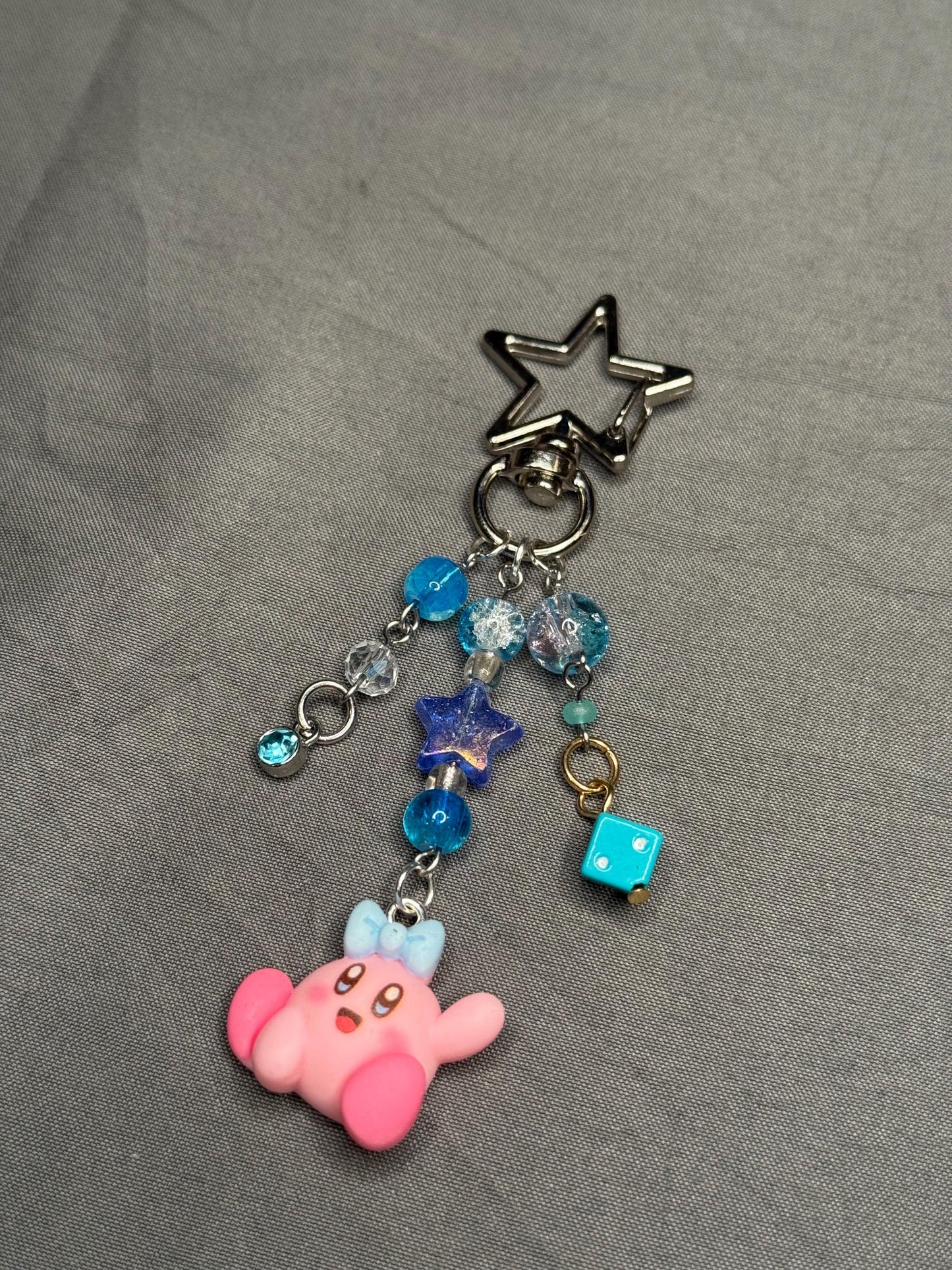 Kirby Keychain- Blue w/ Star Clip