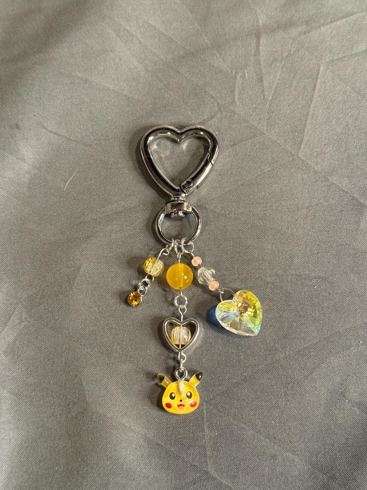 Pika Keychain-Yellow w/Heart Clip
