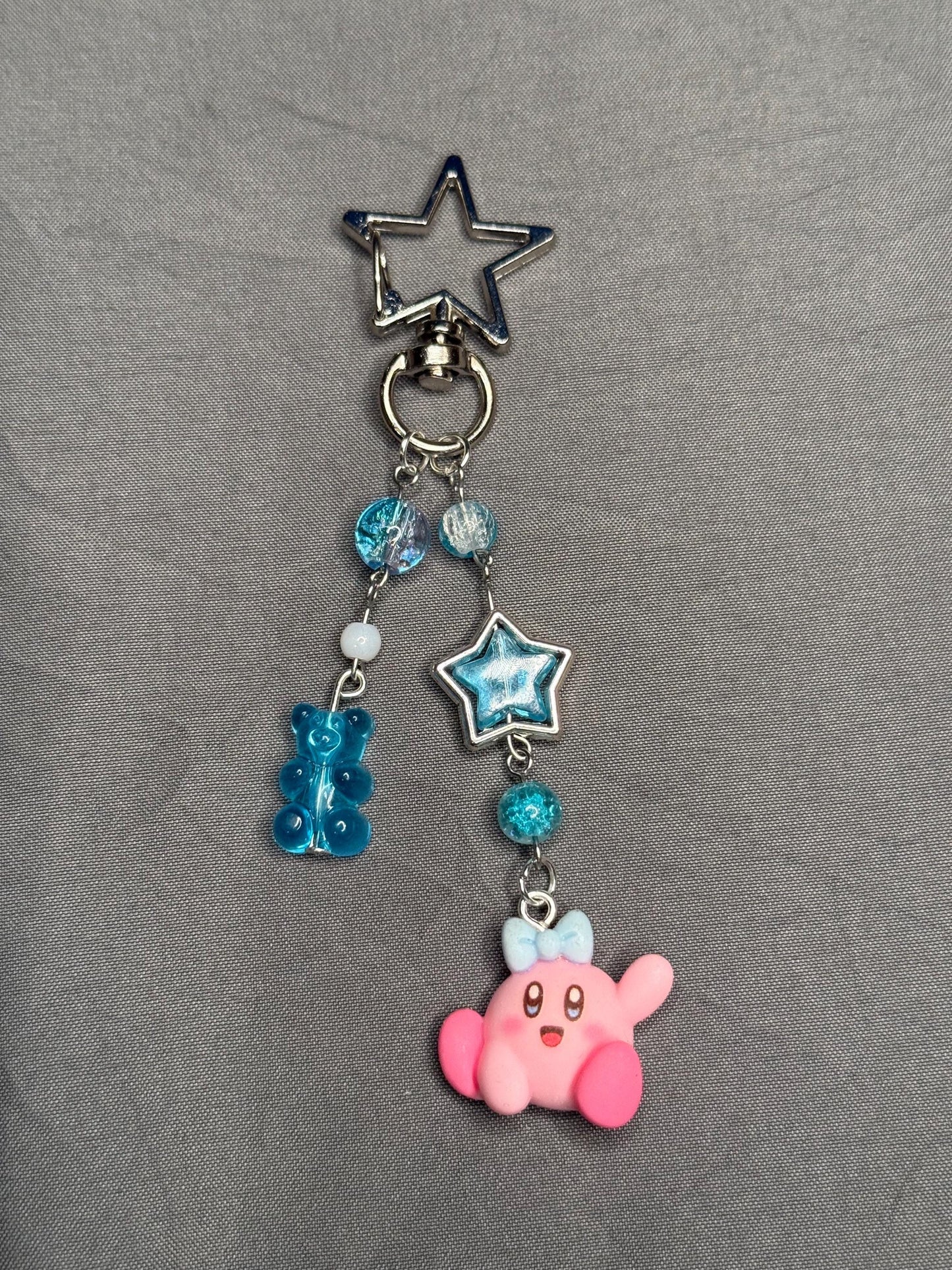 Kirby Keychain- Blue w/ Star Clip