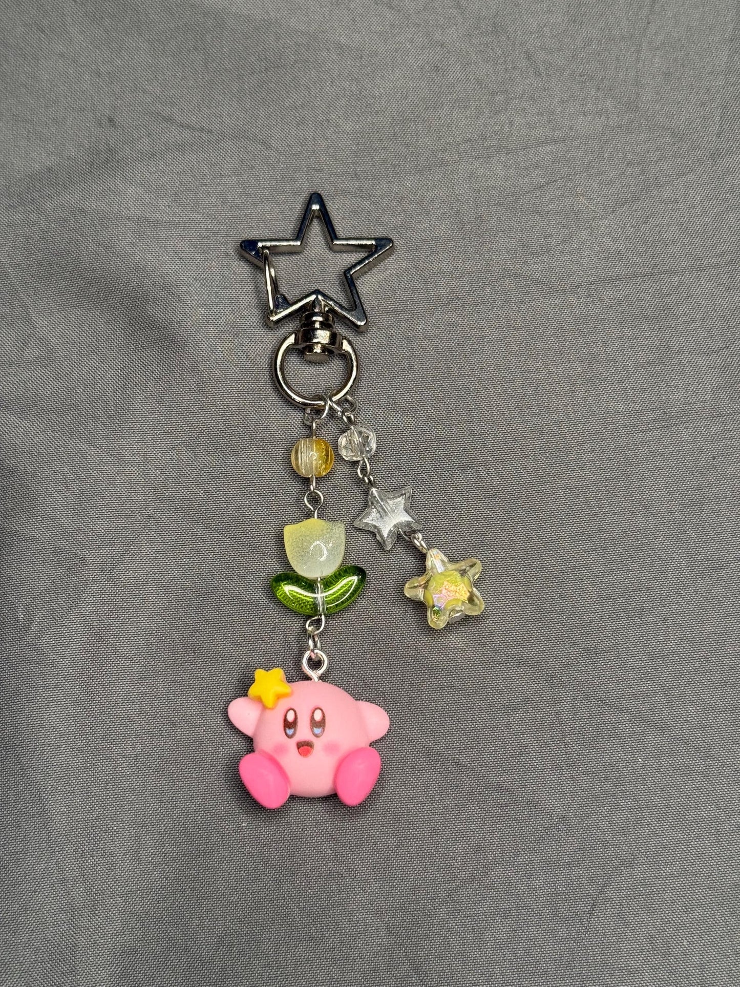 Kirby Keychain- Yellow w/ Star Clip