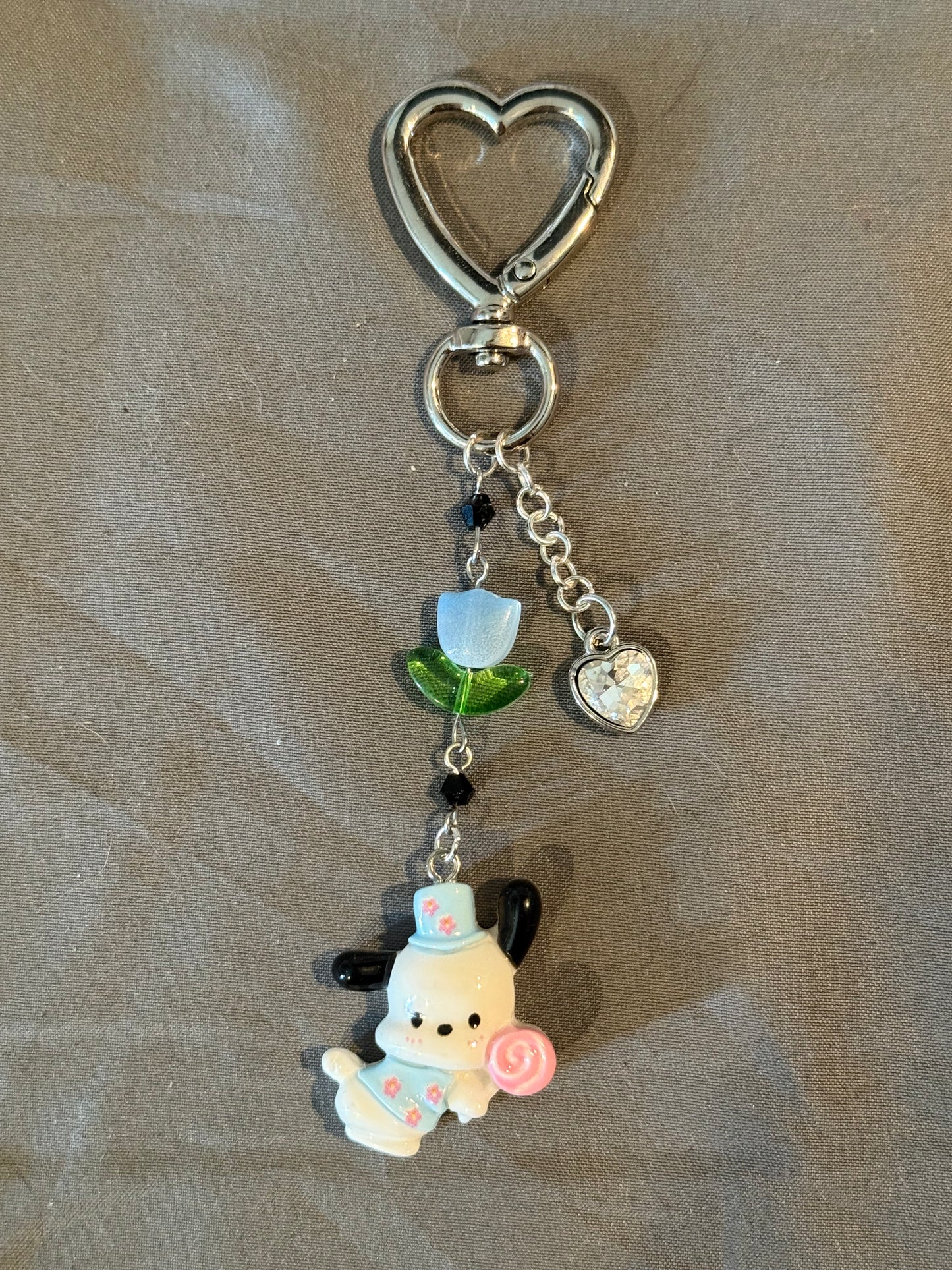 Pochacco Keychain w/Heart Clip