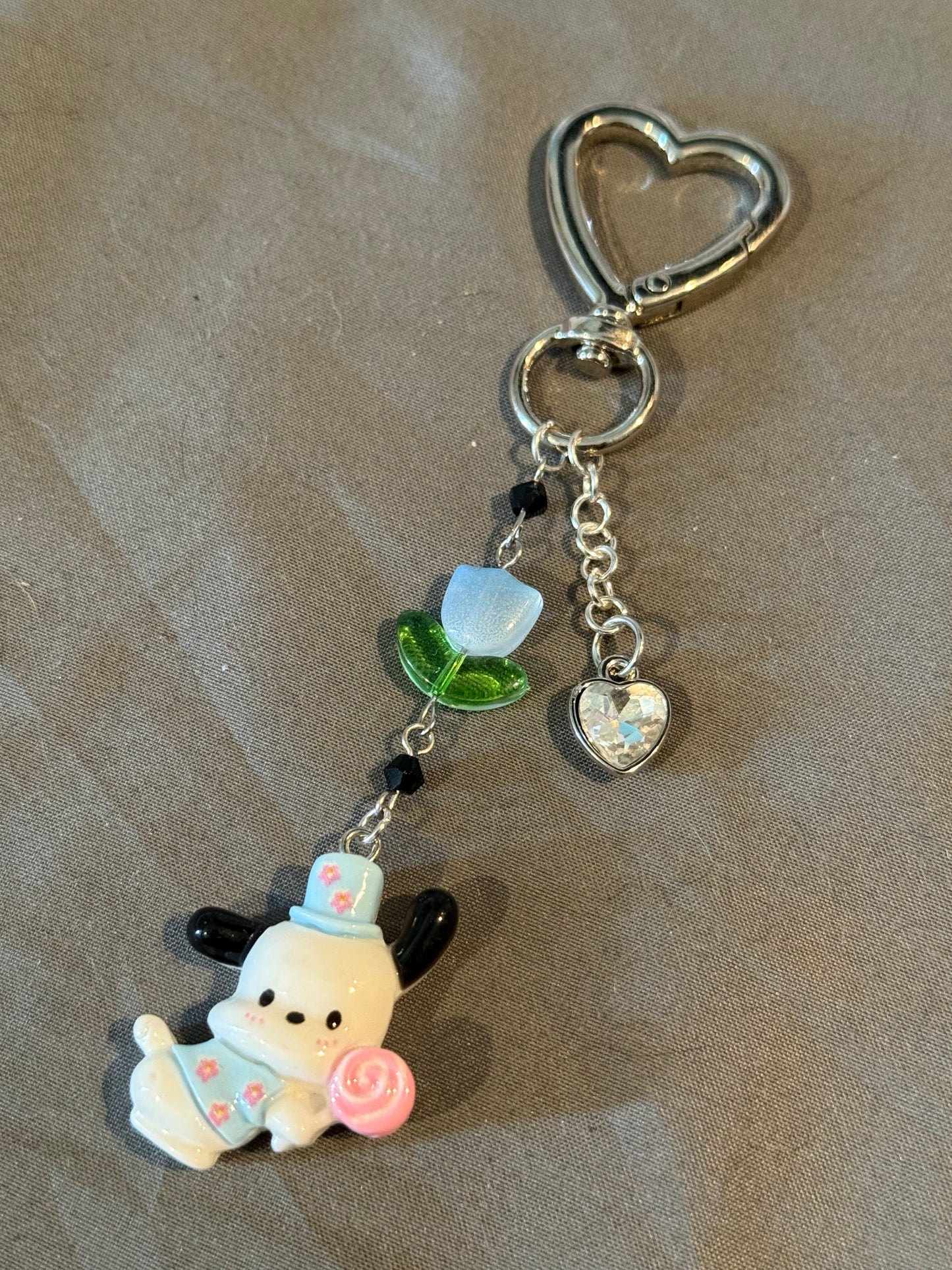 Pochacco Keychain w/Heart Clip