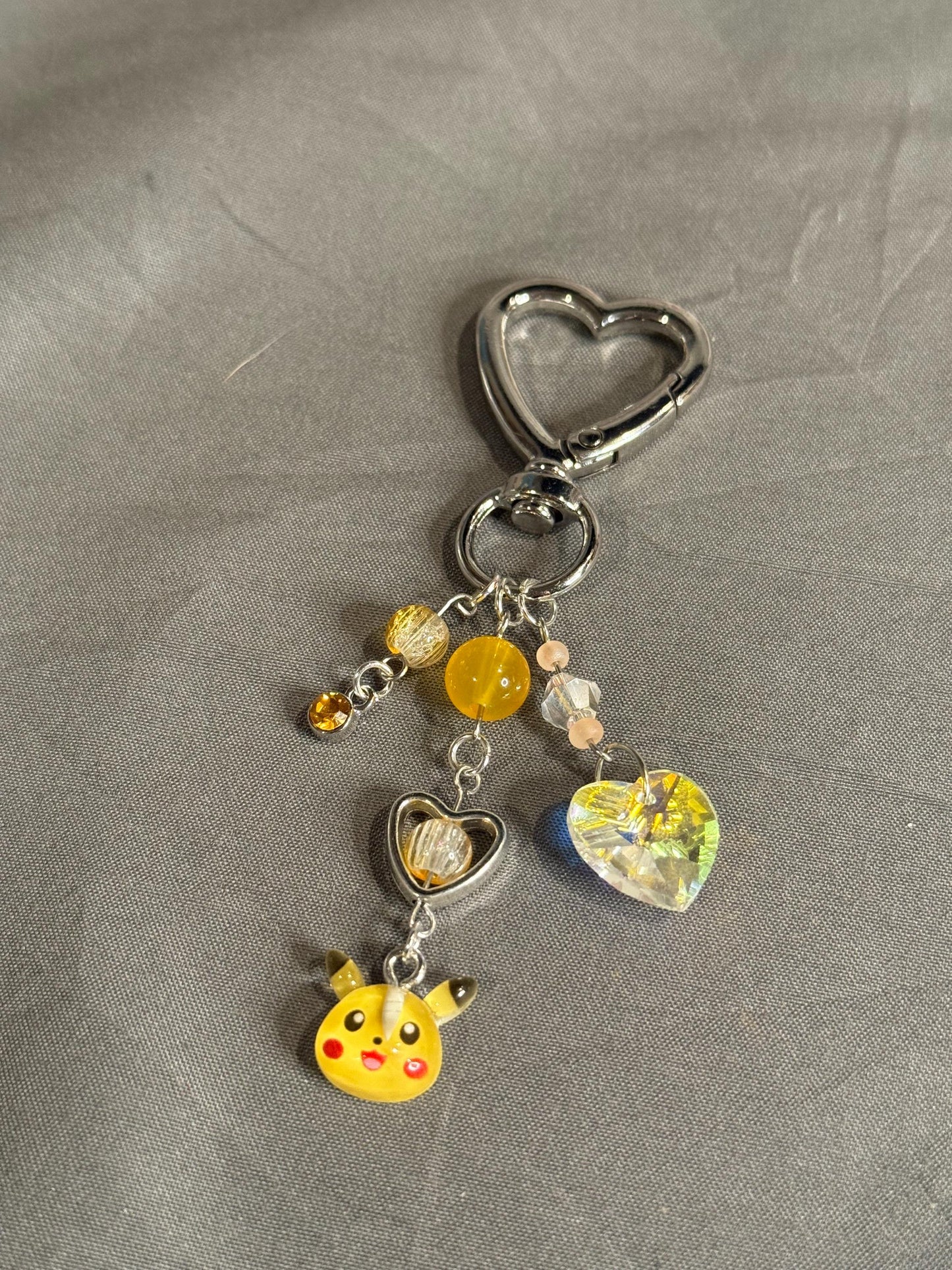 Pika Keychain-Yellow w/Heart Clip