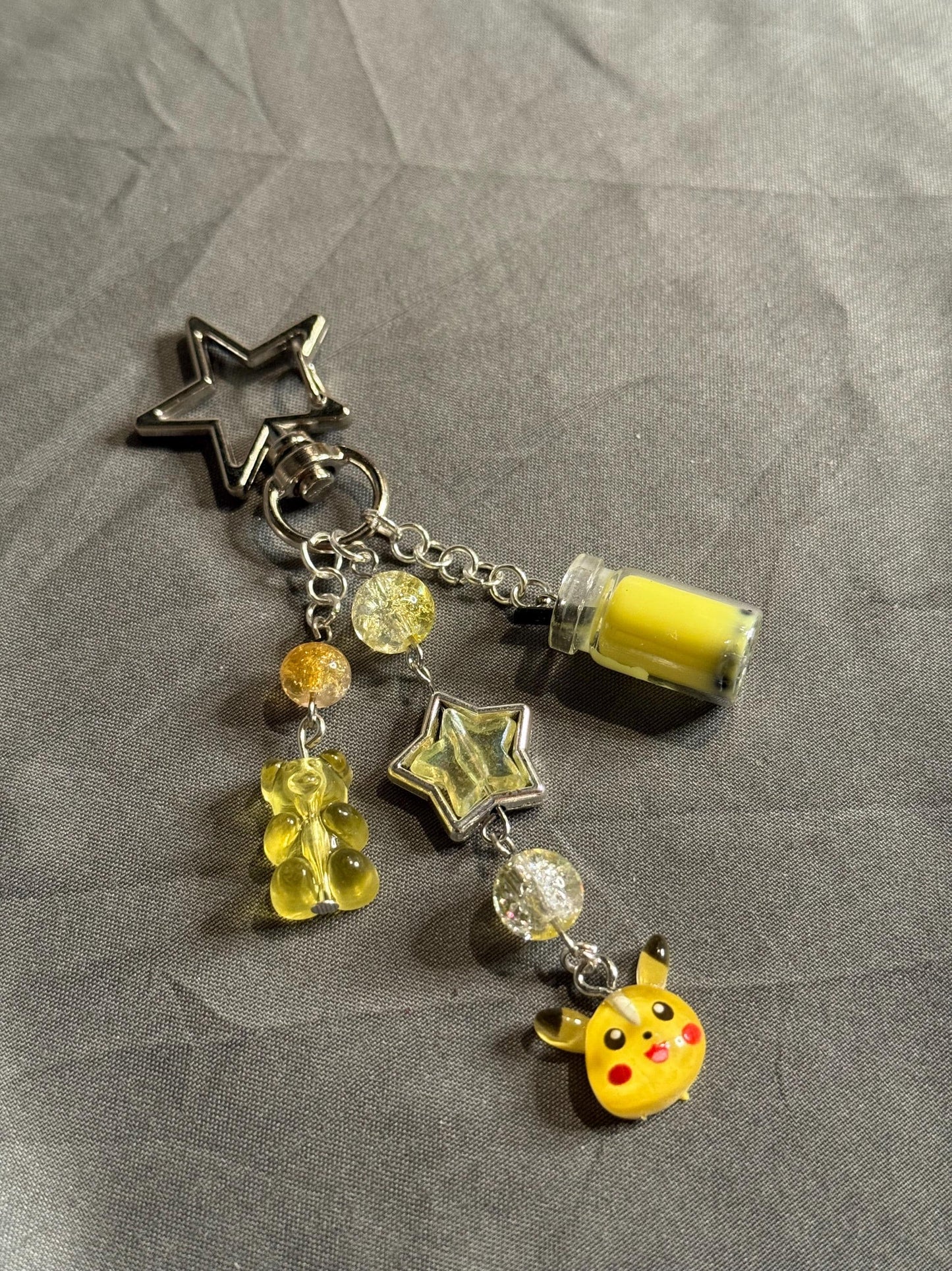 Pika Keychain-Yellow w/Star Clip