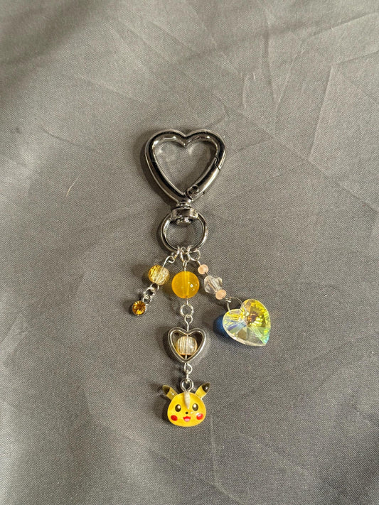 Pika Keychain-Yellow w/Heart Clip