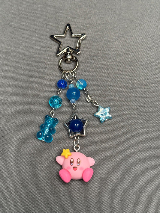 Kirby Keychain- Blue w/ Star Clip