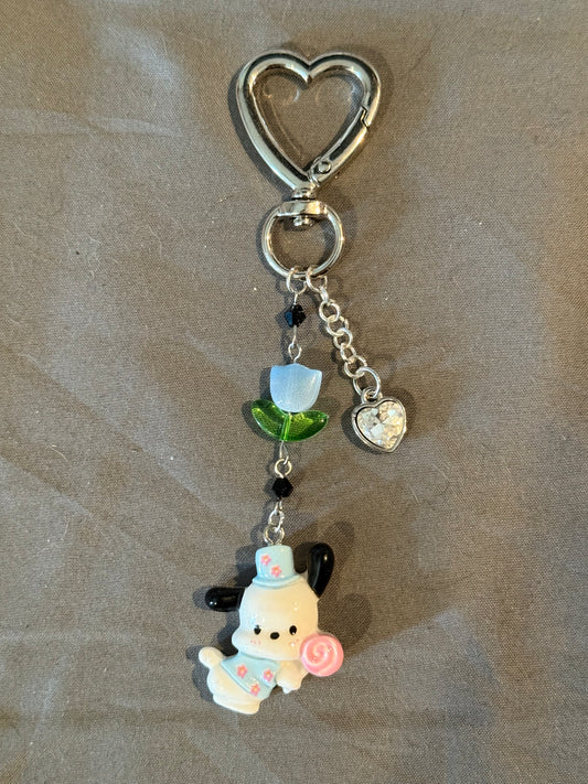 Pochacco Keychain w/Heart Clip