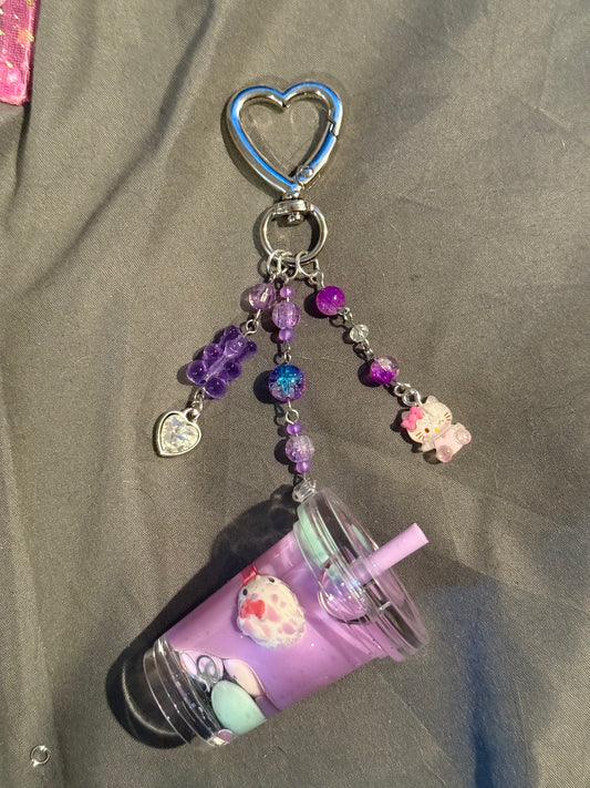 Hello Kitty Keychain (Purple w/ Heart Clip)