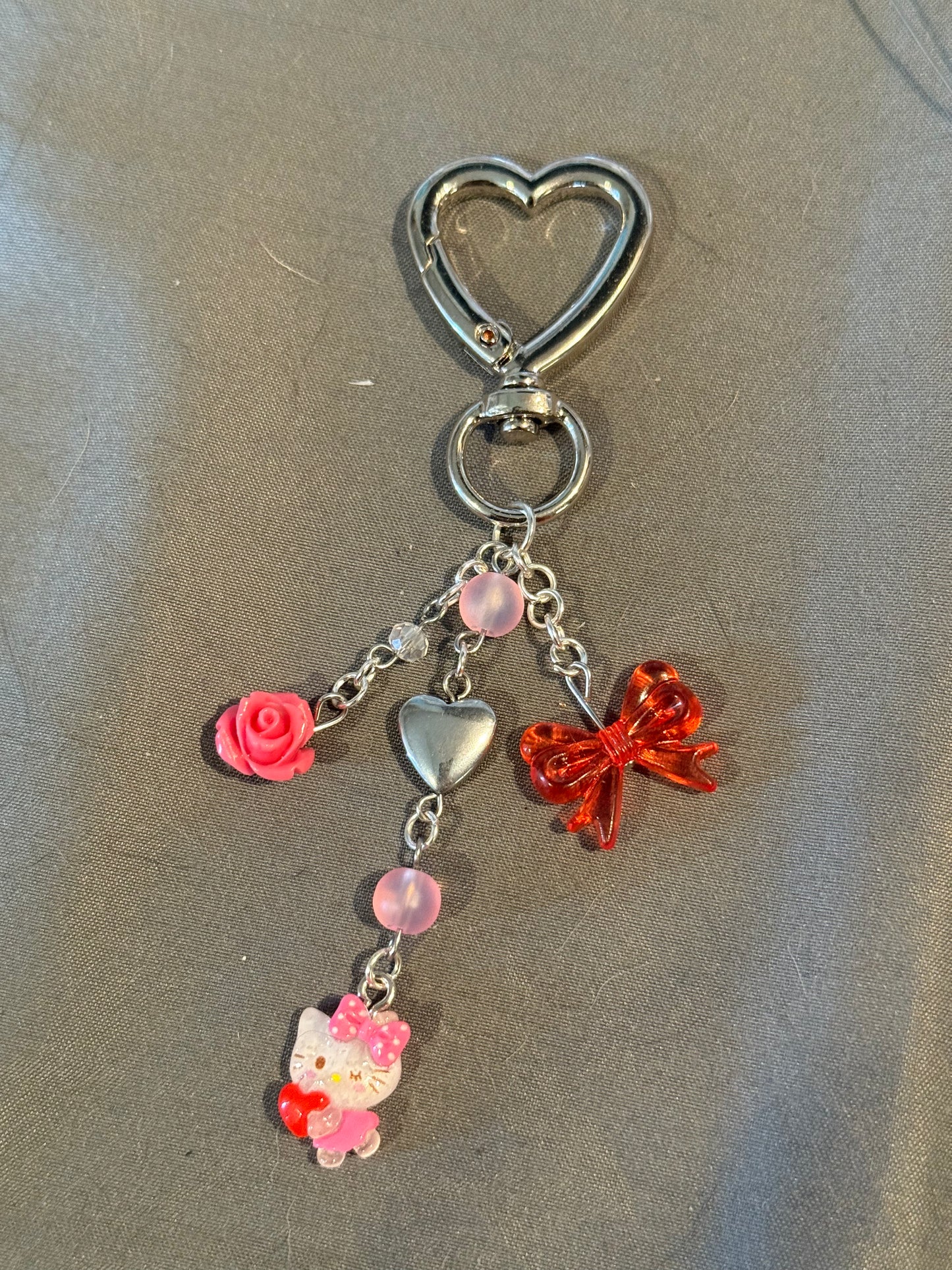 Hello Kitty Keychain (Red w/ Heart Clip)