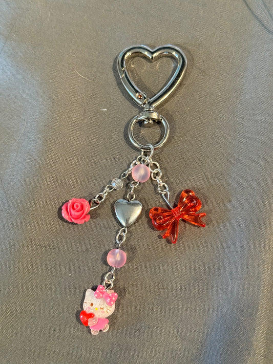 Hello Kitty Keychain (Red w/ Heart Clip)