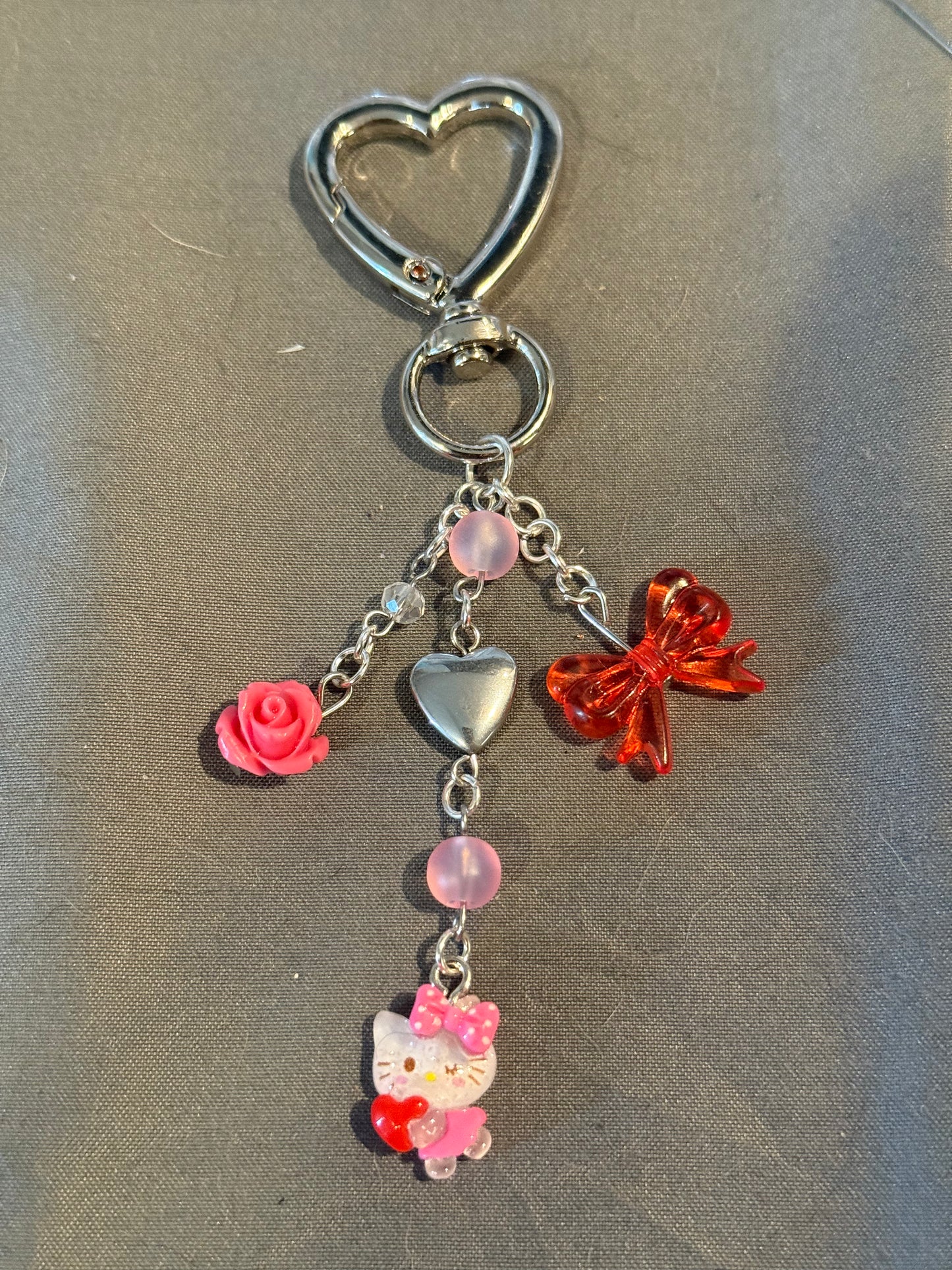 Hello Kitty Keychain (Red w/ Heart Clip)