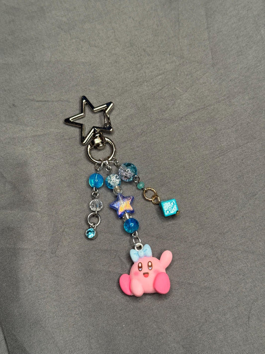 Kirby Keychain- Blue w/ Star Clip