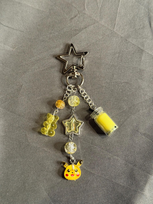 Pika Keychain-Yellow w/Star Clip