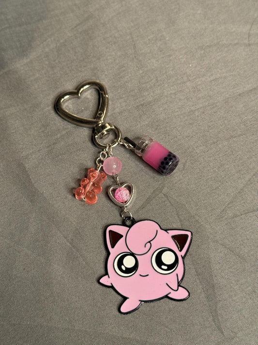 Keychain-Pink w/Heart Clip