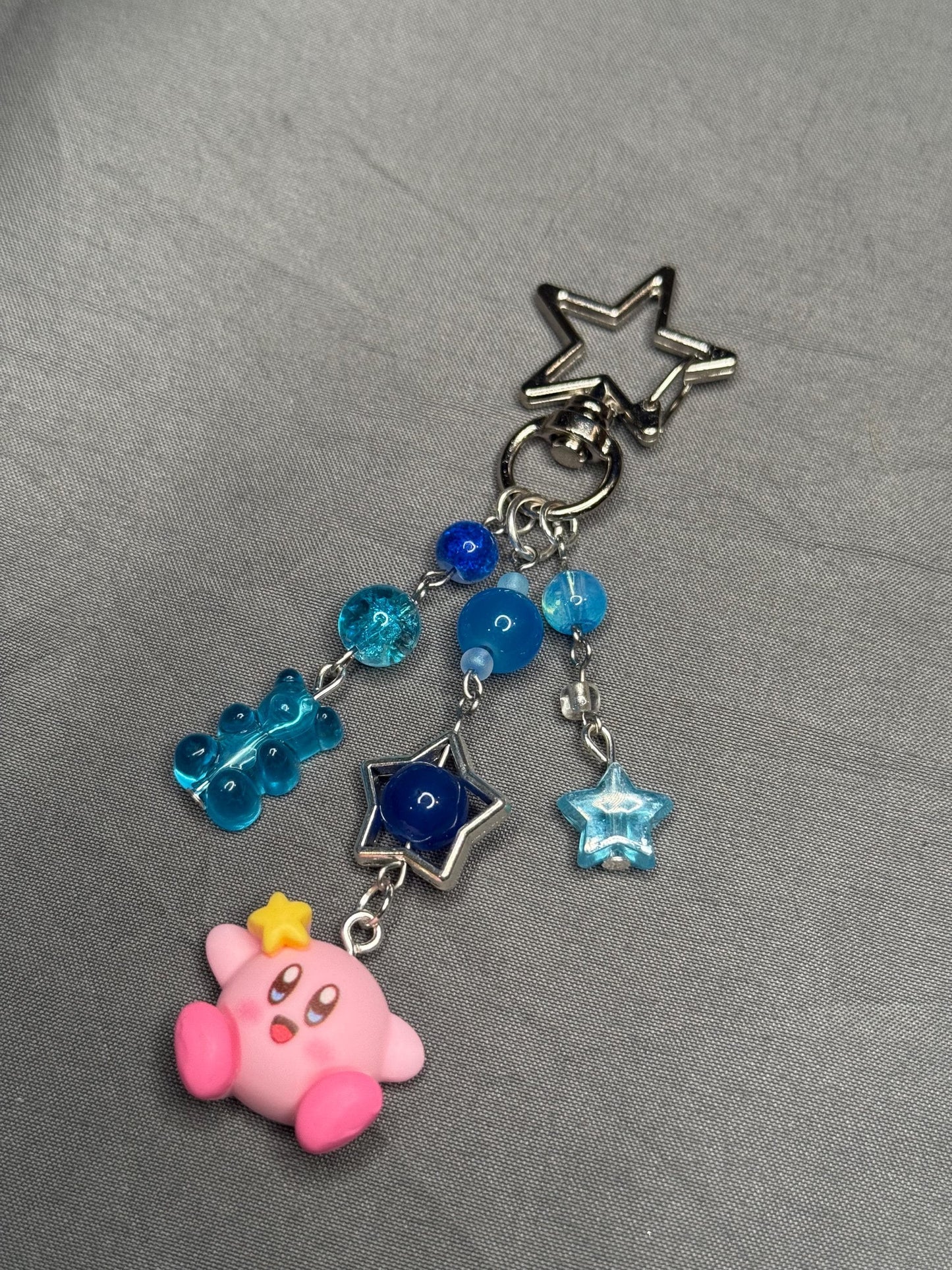 Kirby Keychain- Blue w/ Star Clip