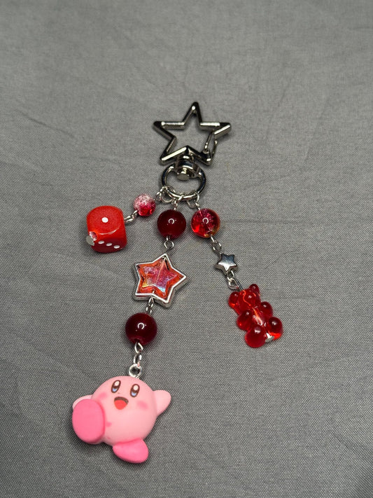 Kirby Keychain- Red w/ Star Clip