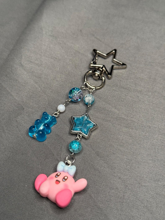 Kirby Keychain- Blue w/ Star Clip